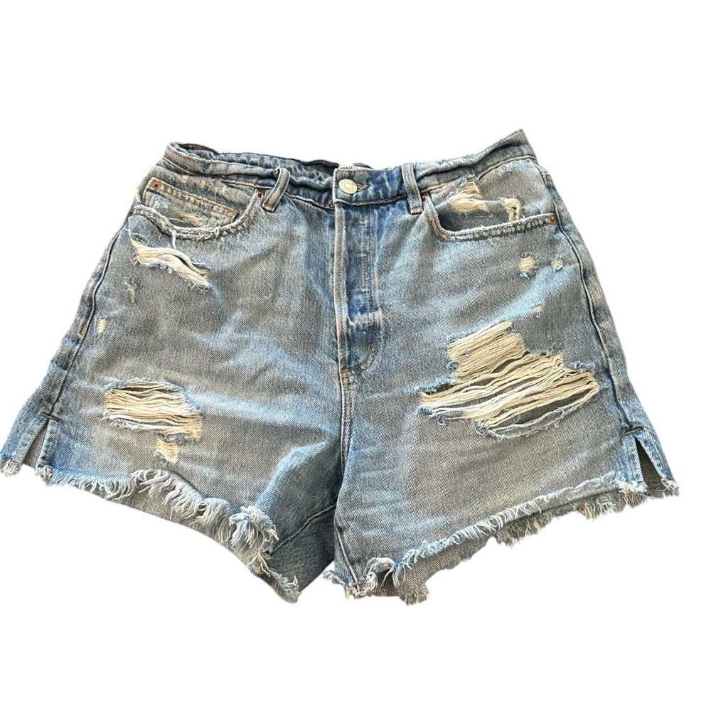 Garage Blue Jean Shorts Distressed High-Waisted